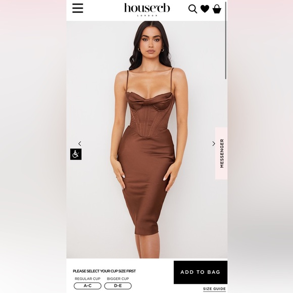 House of CB MYRNA Chocolate brown satin corset dress - Picture 3 of 6